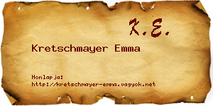 Kretschmayer Emma névjegykártya